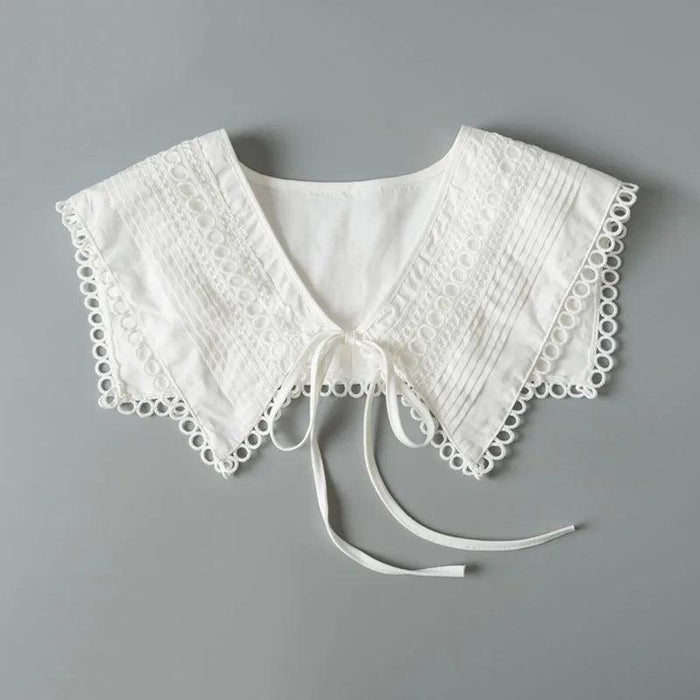 Embroidered Lace Detachable Collar for Women - Elegant White Shawl Accessory