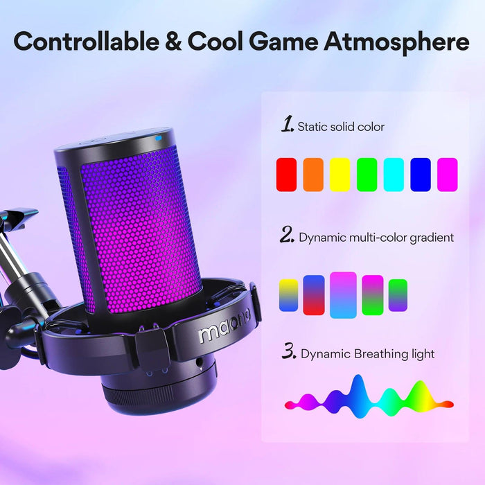 Elite RGB USB Gaming Microphone with Exceptional Clarity and Advanced Noise Cancellation