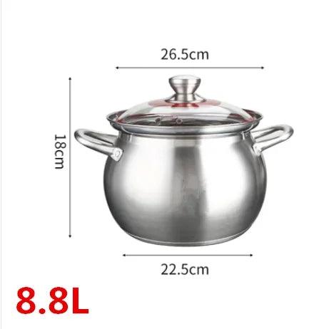 Versatile 304 Stainless Steel Large Soup Pot - Perfect for Gas and Induction Cooking