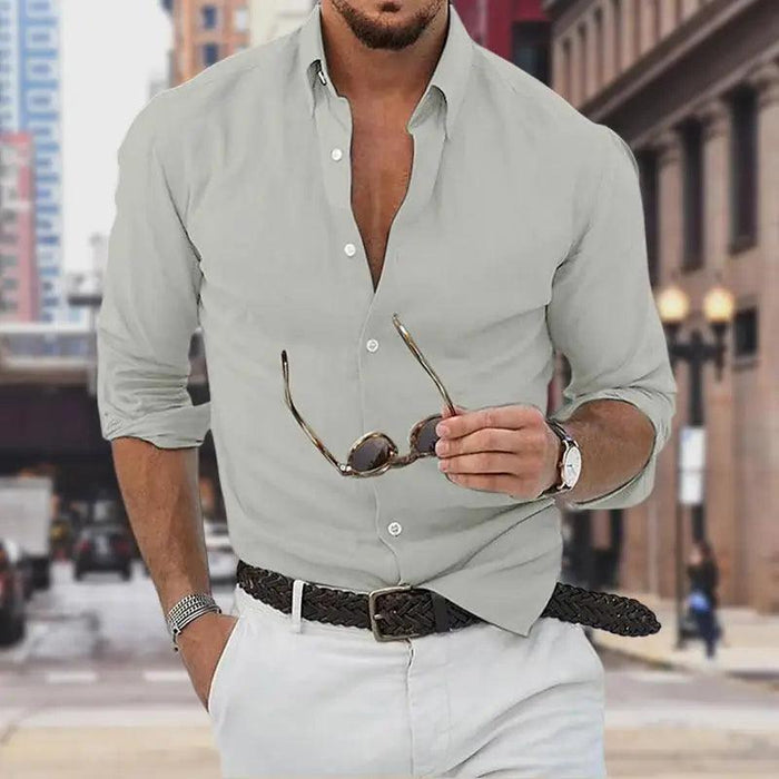 Men's Elegant Lightweight Linen Shirt – Essential Long Sleeve for Summer Beach Style