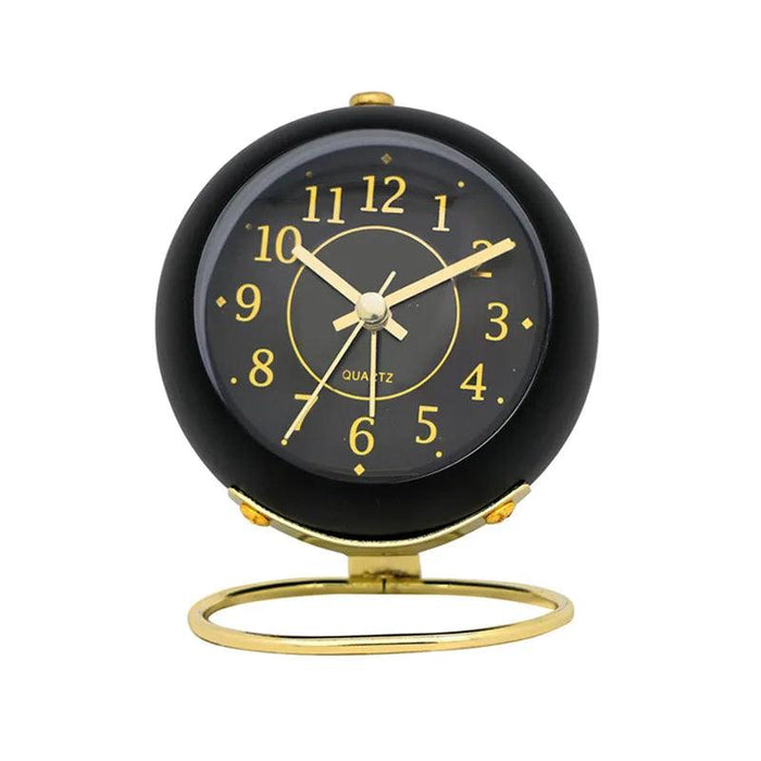 Modern Metal Frame Analog Alarm Clock with Soft Night Light – Chic Home Accent & Perfect Gift
