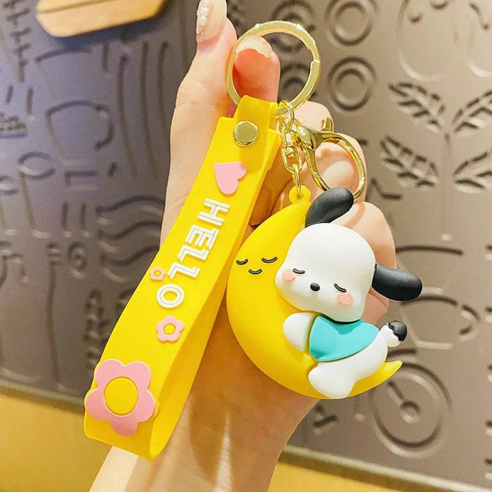 Sanrio Fruit Series Keychain Set - Adorable Kuromi, Cinnamoroll, and Pochacco Charms