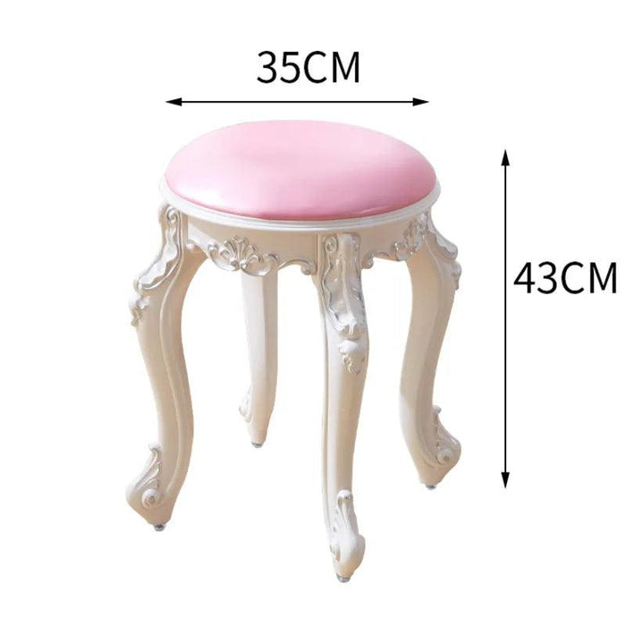 Elegant Silver White Leather Vanity Stool with European Flair