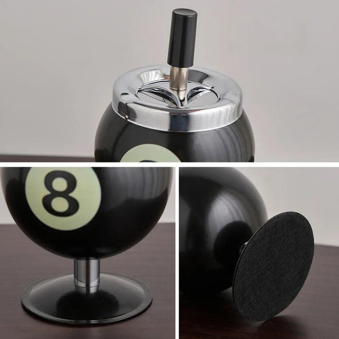 Chic Billiards-Inspired Metal Ashtray - Stylish Smoking Accessory and Decorative Accent for Home and Office