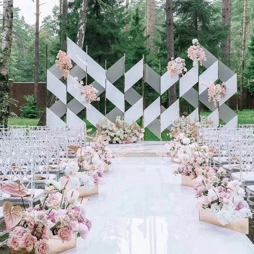 White Mirrored Floor Wedding Aisle Runner - Elegant Wedding Décor Enhancing Carpet