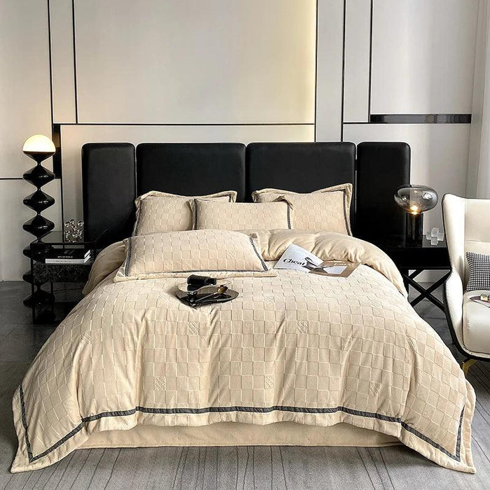 3D Plush Velvet Queen Duvet Cover Set of 4 pcs