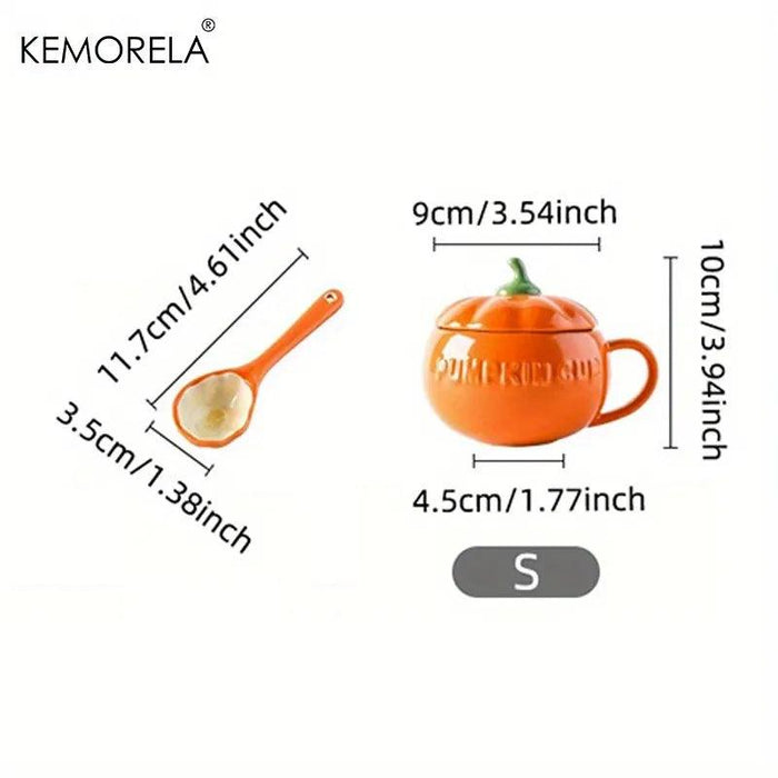 Adorable Kawaii Pumpkin Ceramic Mug Set - Perfect Halloween Drinkware for Soups and Beverages