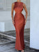 Satin Backless Bodycon Sexy Maxi Dress Women High Elastic Satin O Neck Sleeveless