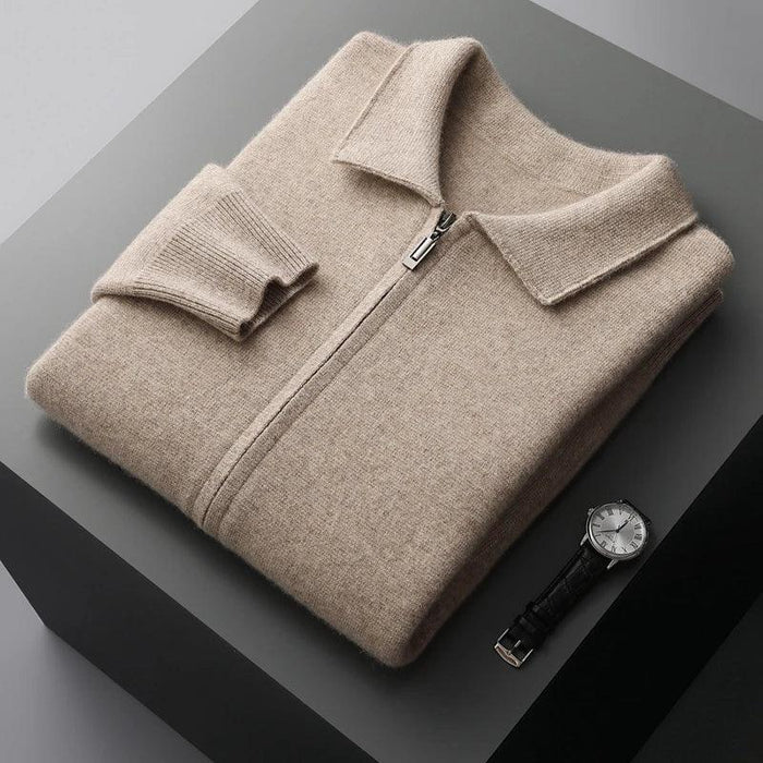 Men's Premium 100% Cashmere Zip-Up Cardigan Sweater