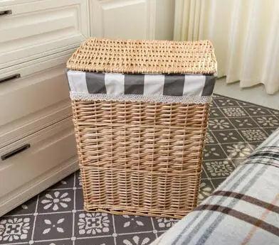 Elegant Rattan Storage Hamper with Lid - Stylish Organizer for Clothes, Toys, and Home Essentials