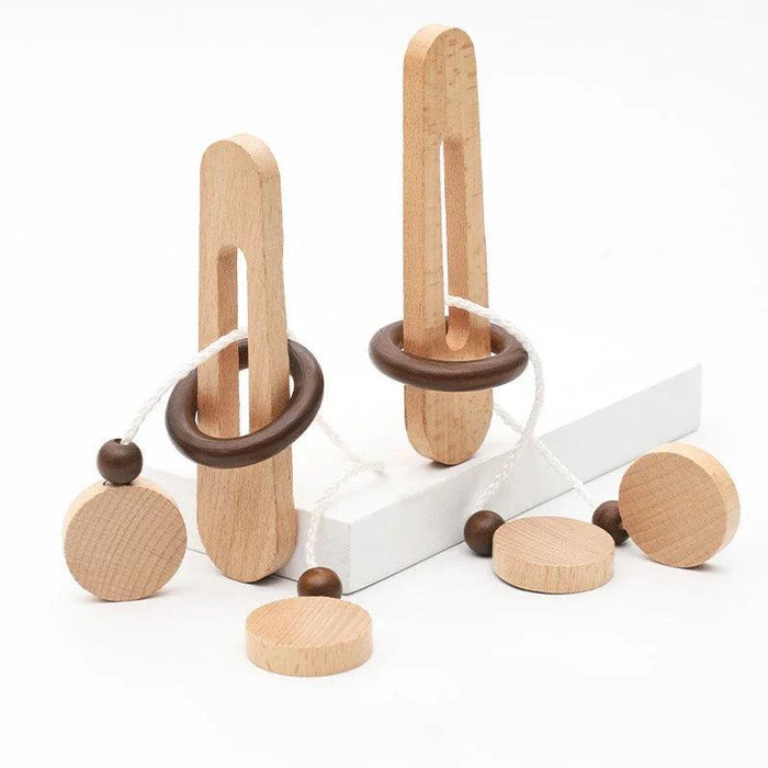 Montessori Wooden Luban Kong Ming Lock Puzzle - Challenging Brain Teaser for All Ages, Entertaining IQ Boosting Game