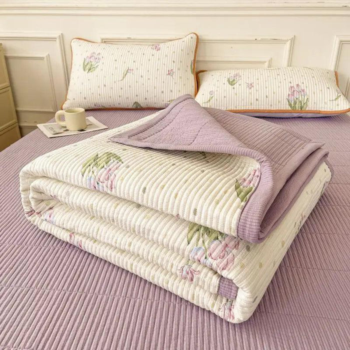 Chic Cotton Bedspreads for Double and Queen Size Beds - Cozy Princess-Inspired Covers for a Stylish Bedroom Retreat