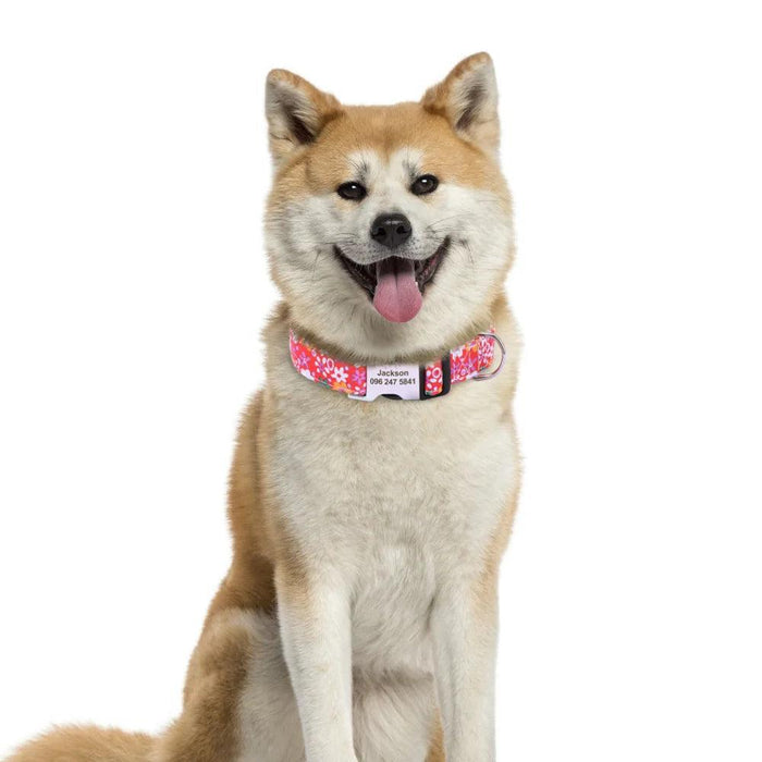 Personalized Floral Nylon Dog Collar - Stylish ID Collars for Dogs of All Sizes