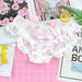 Charming Ruffled Satin Heart Print Panties for Women - Delightfully Cute Seamless Underwear