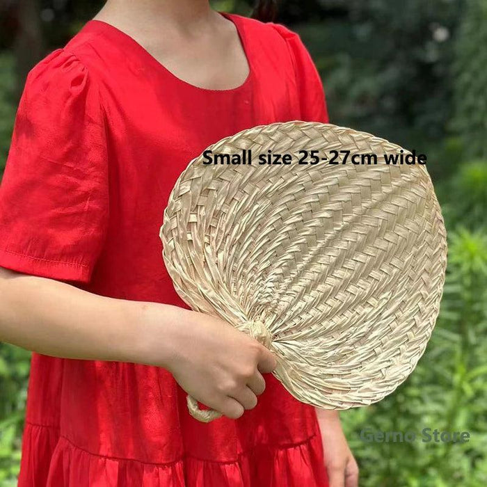 Vintage Raffia Hand Fan - Artisan Bamboo Cooling Accessory for Elegant Summer Celebrations