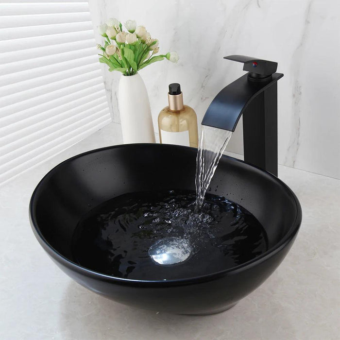 Artisan Hand-Painted Tempered Glass Sink Ensemble with Modern Chrome Faucet