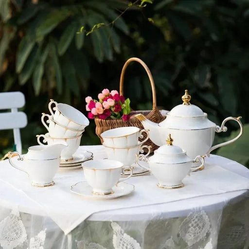 Nordic Elegance: Sophisticated Ceramic Coffee and Tea Set with Teapot and Cups