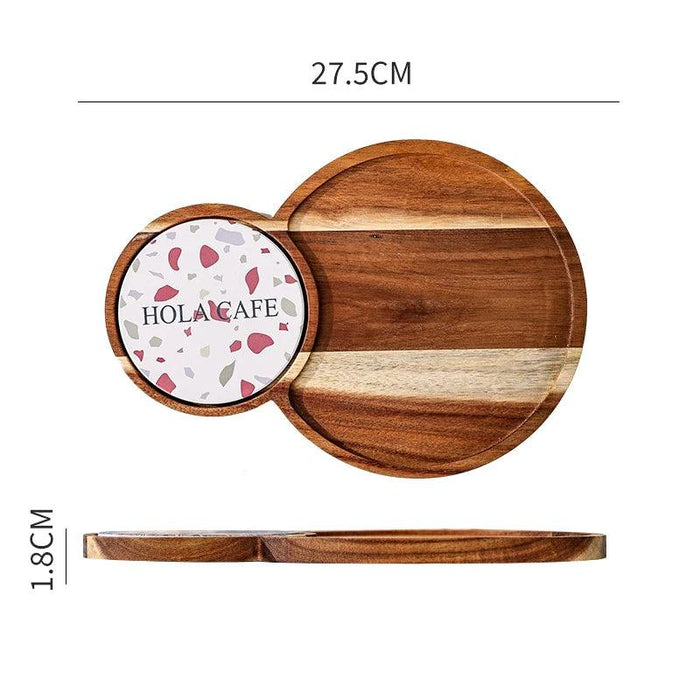 Charming Wooden Serving Tray for Elegant Tea and Snack Presentation