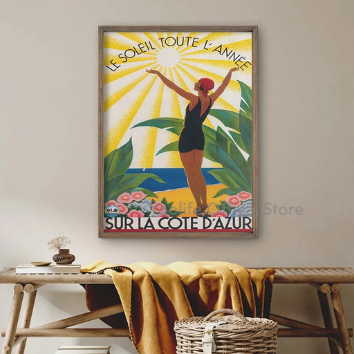 Coastal Vintage Summer Poster Canvas Art for Stylish Home and Office Decor