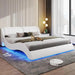 Modern LED-Illuminated Upholstered Bed Frame with Customizable Color Options