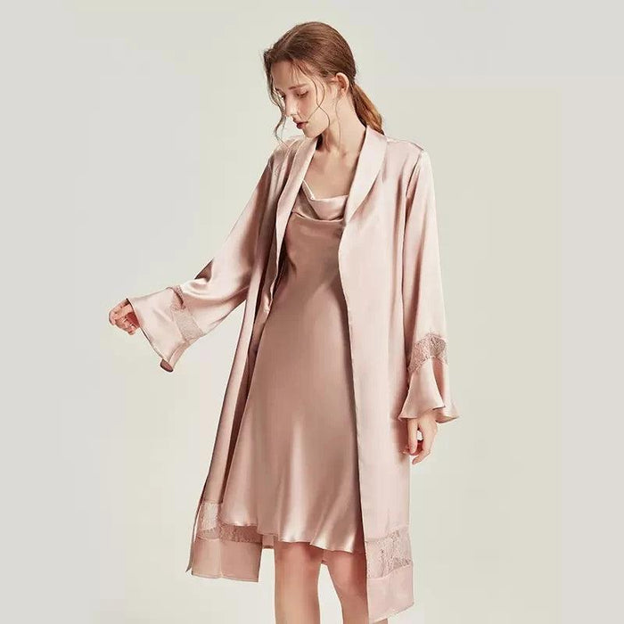 Silk Serenity Sleepwear Set - Luxurious Dress and Robe for Elegant Women