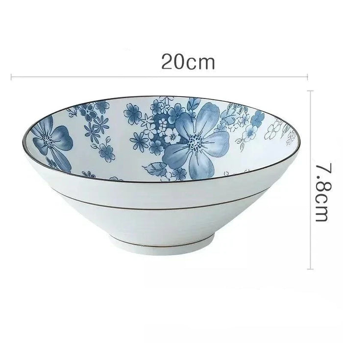 Elegant Horn-Shaped Japanese Ceramic Bowl for Ramen and Soups - 8 Inch