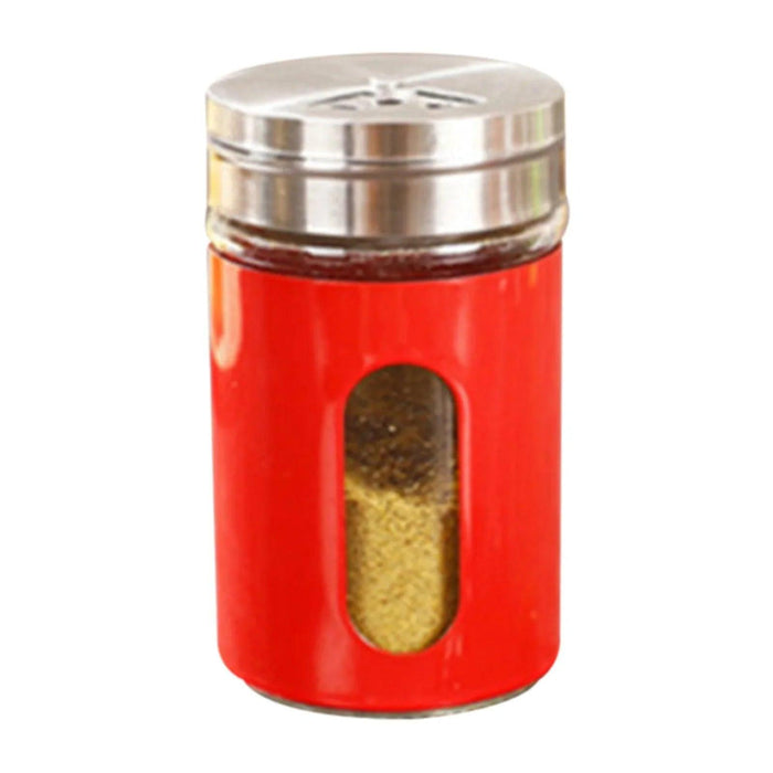 Rotating Stainless Steel Lid Glass Seasoning Jar Trio - Multi-Purpose Spice Shaker and Pepper Dispenser Set