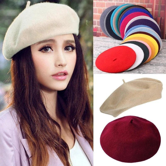 Elegant Wool Beret - Classic Winter Accessory for Women and Teens