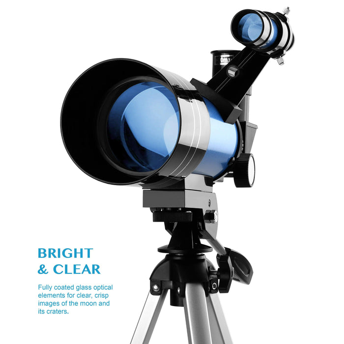 70mm Portable Astronomy Telescope Kit with Interchangeable Eyepieces, Adjustable Tripod, and Barlow Lens - Perfect for Budding Stargazers and Space Enthusiasts