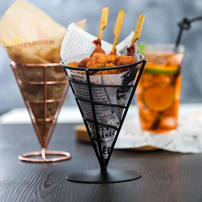 Stainless Steel Snack and Fry Holder with Sauce Cup - Your Ultimate Snacking Companion