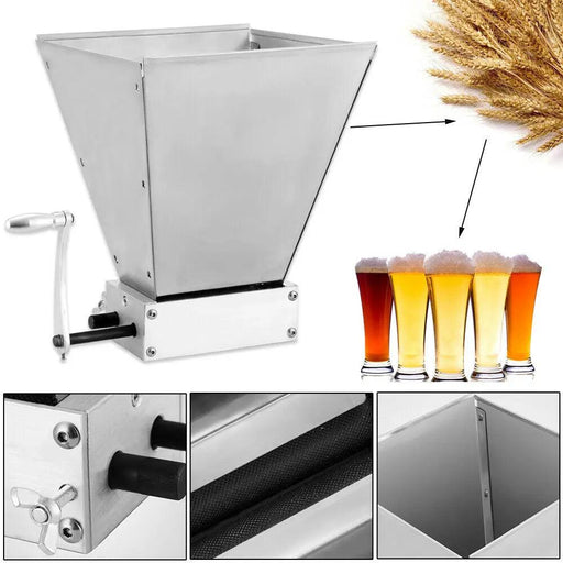 Versatile 4L Capacity Stainless Steel Malt Mill for Home Brewing