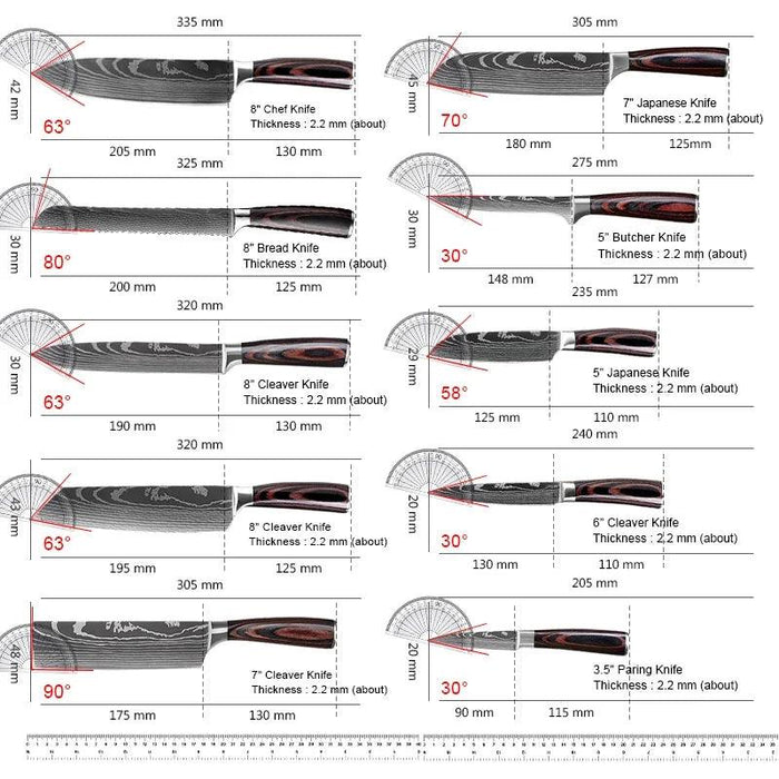 Premium Japanese Damascus Kitchen Knife Set - 1 to 10 Piece Collection for Masterful Culinary Precision