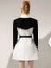 Chic Spring Black and White Business Suit Dress with Niche Waist Design