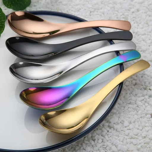 Elegant Multifunctional Japanese Stainless Steel Spoon for Soups, Desserts, and Beverages