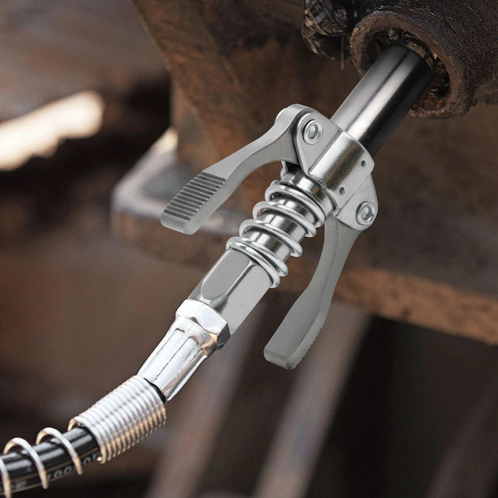 Premium High-Pressure Grease Gun Coupler & Spring Hose