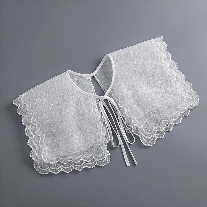 Embroidered Lace Detachable Collar for Women - Elegant White Shawl Accessory