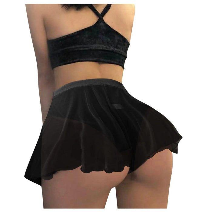 Chic Summer High-Waisted Ruffled Mesh Skort