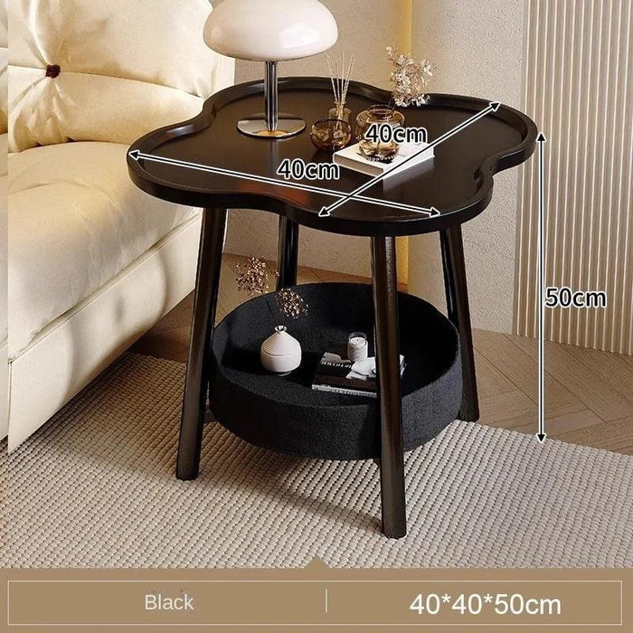 Clover-Shaped Double Tier Storage Coffee Table for Living Room and Balcony