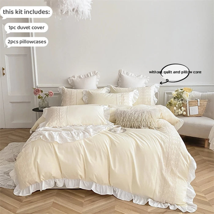 Elegant 3-Piece Lace Bedding Set with Pillowcases