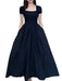 Chic Black Ruffled Summer Dress for Women - Stylish Short Sleeve French-Inspired Evening Attire