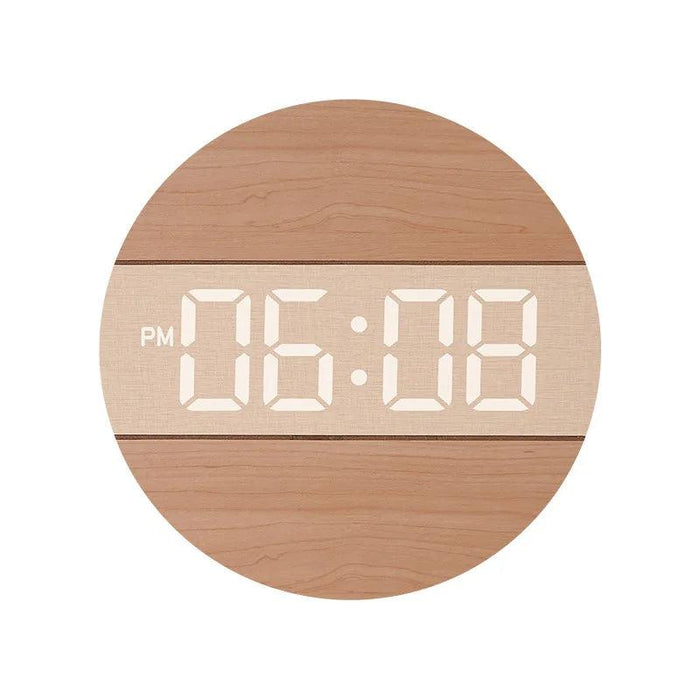 Creative Wooden Digital Wall Clock with Automatic Brightness Adjustment