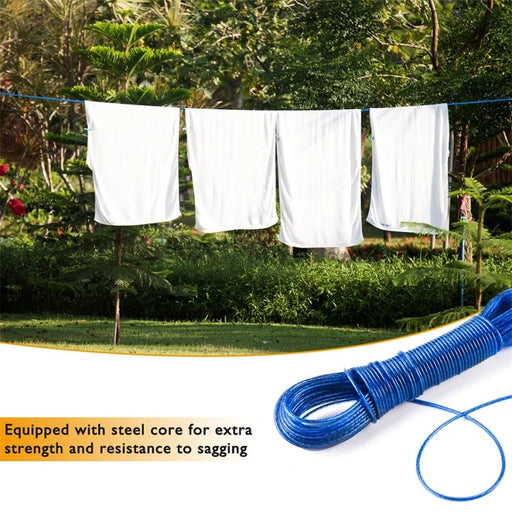 20m Heavy-Duty Steel Core Clothesline - Versatile Laundry Hanging Solution for Indoor and Outdoor Settings