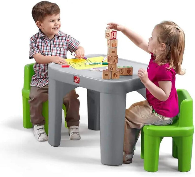 Creative Playtime Table and Chair Set for Kids in Gray and Red