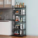 Multi-Functional 5-Tier Black Metal Storage Rack for Home and Kitchen