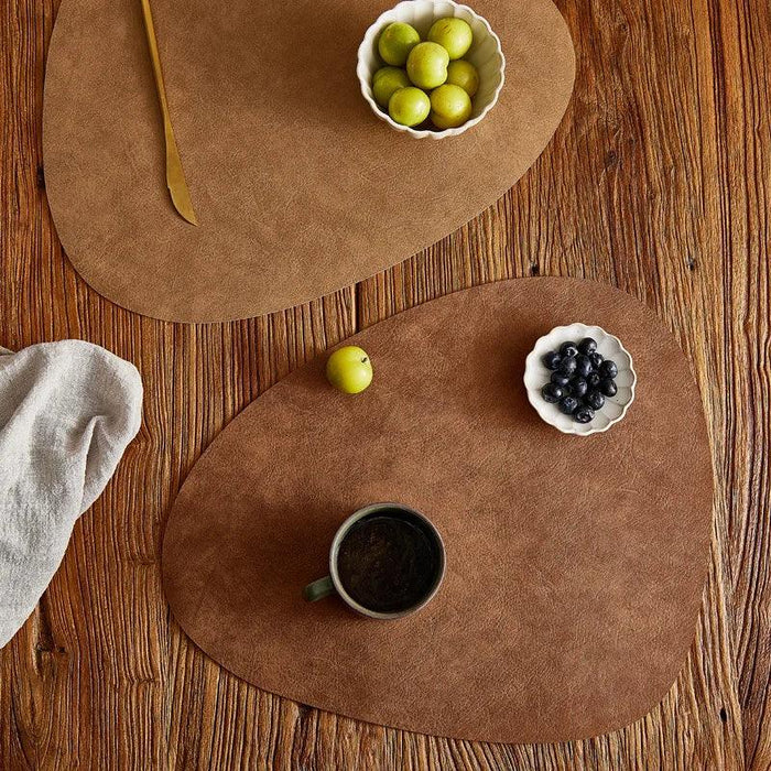 Elegant PU Leather Heat Resistant Dining Placemats and Coaster Set for Home & Café