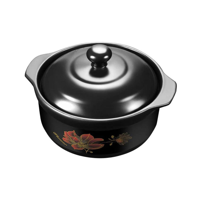 Premium Black Ceramic Clay Casserole Pot with Non-Stick Coating - Perfect for Cooking Chicken, Soup, Rice and More