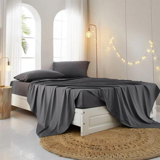 Bamboo Fiber Cooling Bedding Collection - Complete Set with Fitted Sheet, Flat Sheet, and Pillowcases in Multiple Sizes