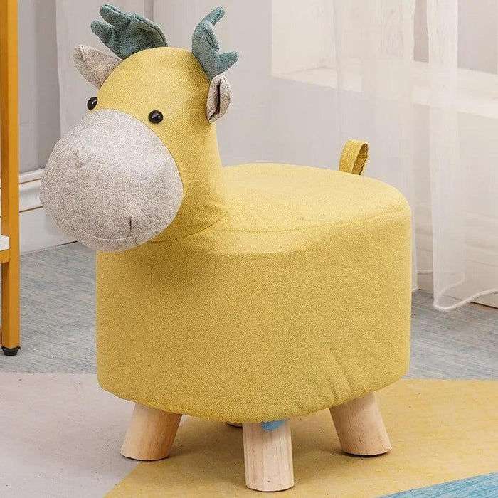 Charming Cartoon Animal Wooden Stool for Kids - Fun and Portable Shoe Changing Seat