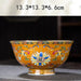 Ornate Chinese Ceramic Salad Bowl Set with Gold Trim - Elegant Enamel Tableware for Stylish Dining