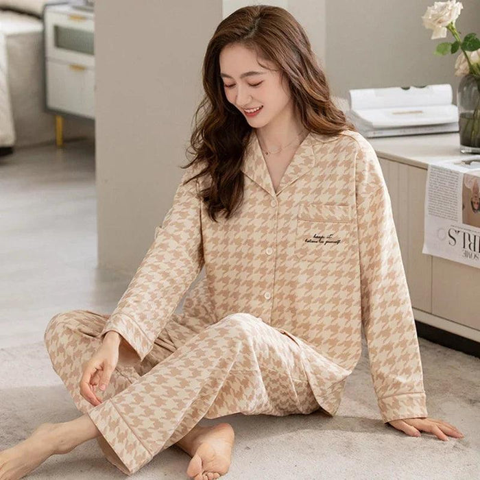 Chic Korean Unisex Cotton Sleepwear Set for Luxurious Comfort